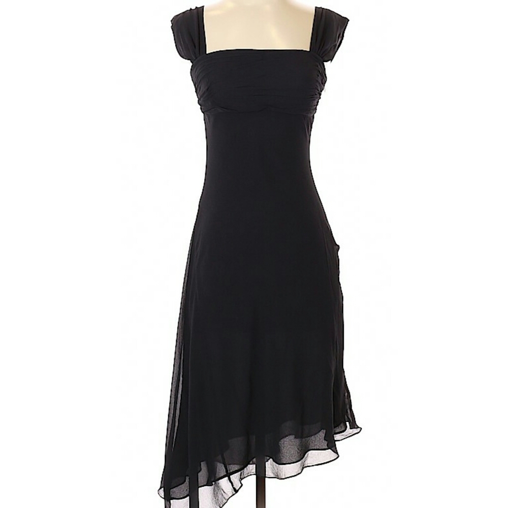 Max & Cleo square neck black silk dress